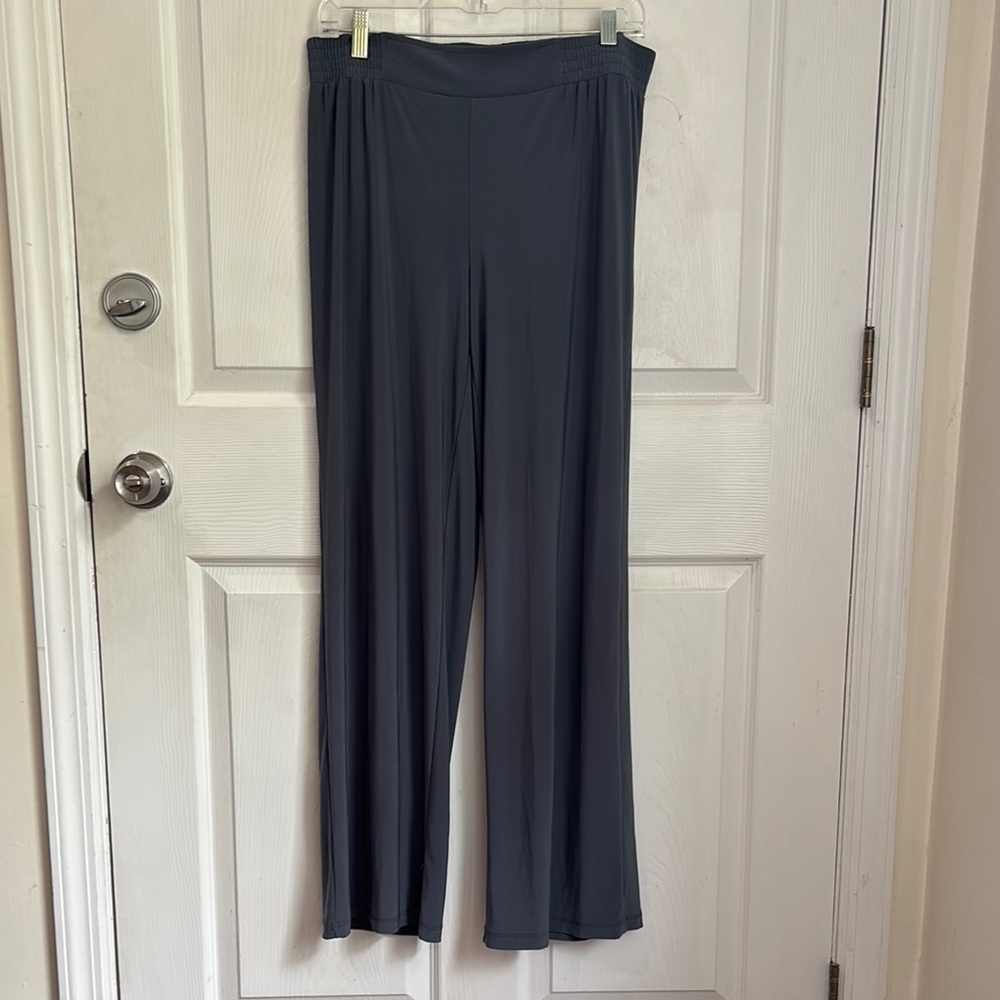 IMAN Gray Wide Leg Palazzo Pants High-Rise Flowing Design Size Large Travelers